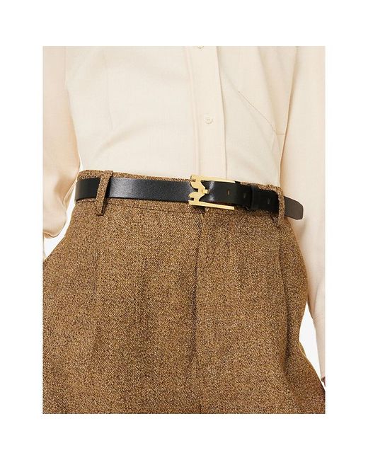 Victoria Beckham Black Curved Side Leather Belt