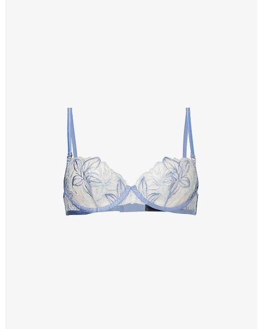 Bluebella Blue Lilly Floral-embroidered Lace Bra