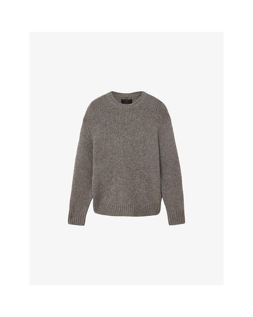 AllSaints Gray Saku Crewneck Wool-Blend Jumper for men