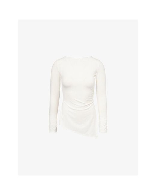 Reformation White Margot Split-Seam Stretch-Jersey Top