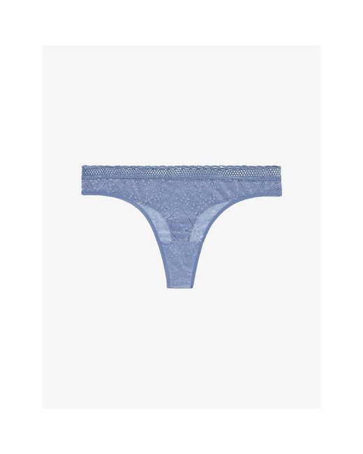 Simone Perele Blue Comete Stretch-Lace Tanga Briefs