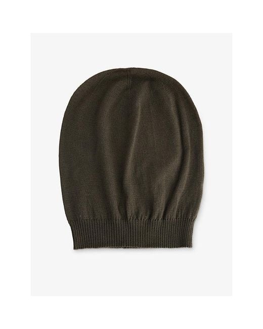 Rick Owens Green Hollywood Medium Cashmere Beanie Hat for men