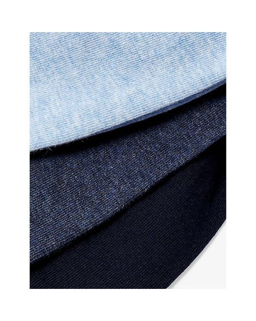 Calvin Klein Blue Roll Top Brand-print Pack Of Three Stretch-cotton Blend Socks for men