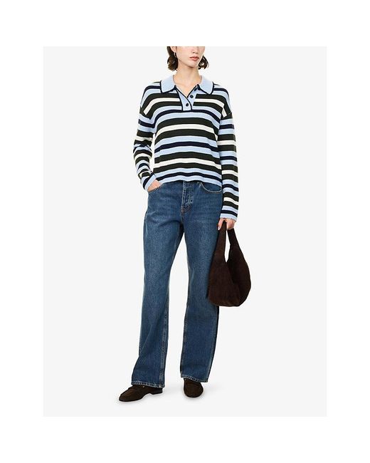 Rails Blue Del Mar Boyfriend Wide-Leg Denim Jeans
