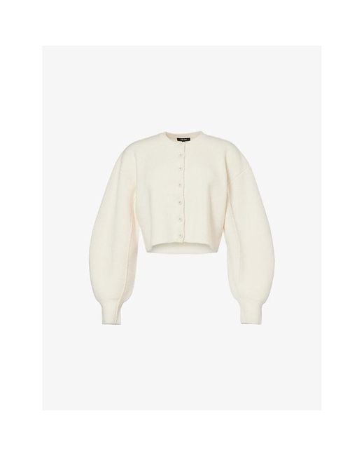 ME+EM White Balloon-Sleeve Cropped Wool-Blend Cardigan