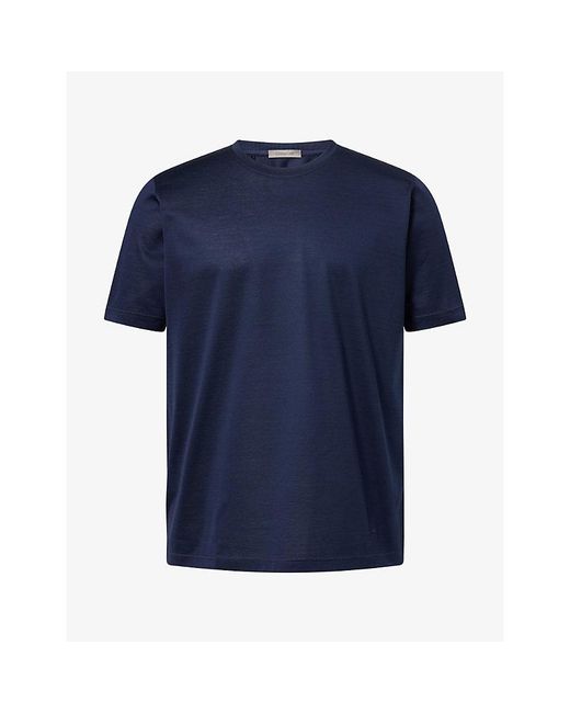 Corneliani Blue Crew-Neck Mercerized Cotton T-Shirt for men