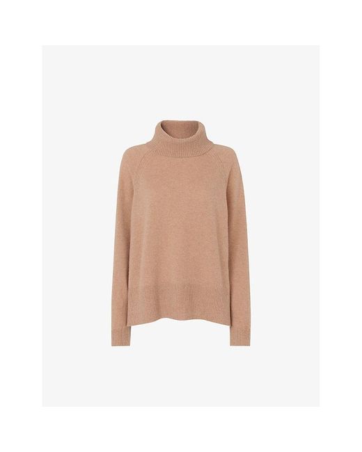 Whistles Natural Turtleneck Relaxed-Fit Cashmere Jumper