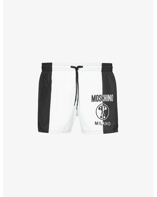 Moschino Black Branded-print Drawstring-waist Swim Shorts for men