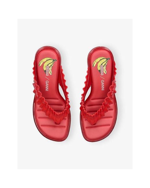 Ganni Red X Melissa Pvc Heeled Flip-Flops