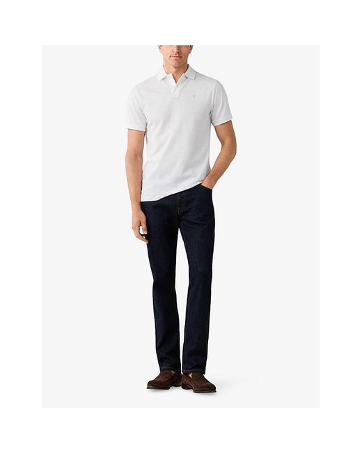 Hackett White Logo-Embroidered Slim-Fit Cotton Polo for men