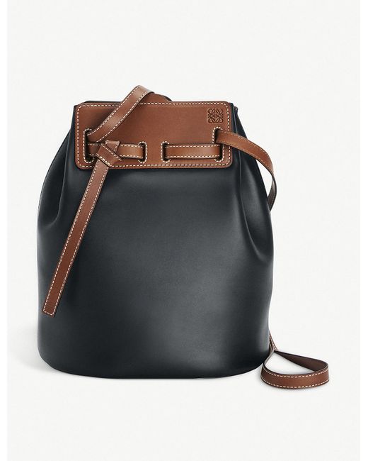 Loewe Black Lazo Leather Bucket Bag