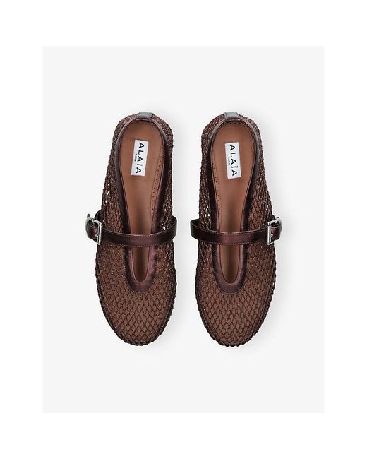 Alaïa Brown Ballerina Mesh And Suede Ballet Flats