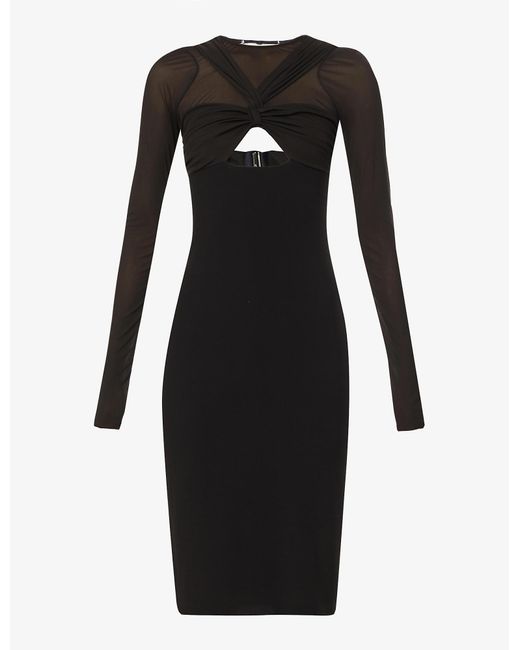 Nensi Dojaka Synthetic Semi-sheer Stretch-woven Midi Dress in Black ...