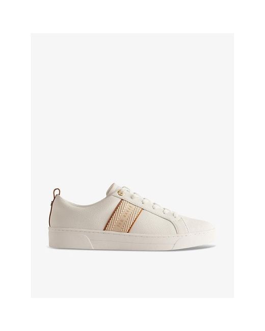 Ted Baker Natural Baily Logo-embroidered Leather-blend Low-top Trainers
