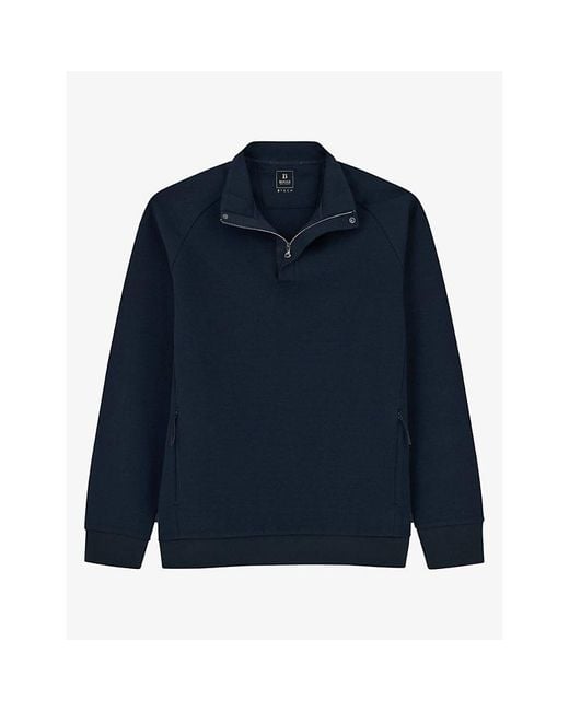 Boggi Blue Half-Zip Stretch-Cotton Sweatshirt for men