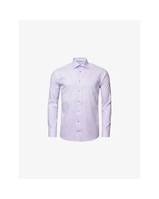 Eton of Sweden Purple Micro-Print Contemporary-Fit Cotton-Poplin Shirt for men