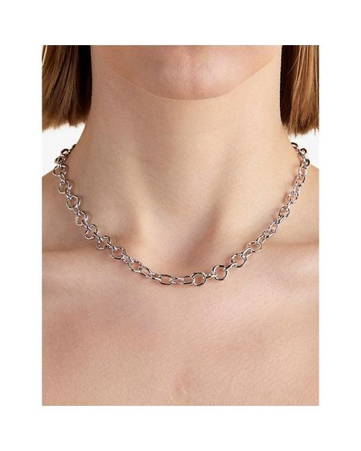 Astrid & Miyu Metallic Molten Link Rhodium-Plated Brass Chain Necklace