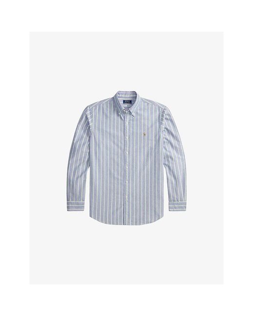 Polo Ralph Lauren Striped Oxford Custom-Fit Cotton Shirt in Blue for ...