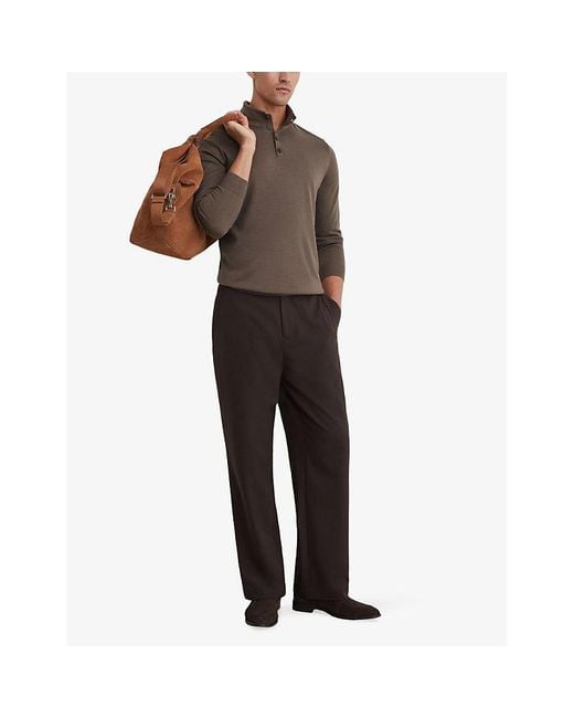 Reiss Brown Farnham High-Neck Wool Jumper for men