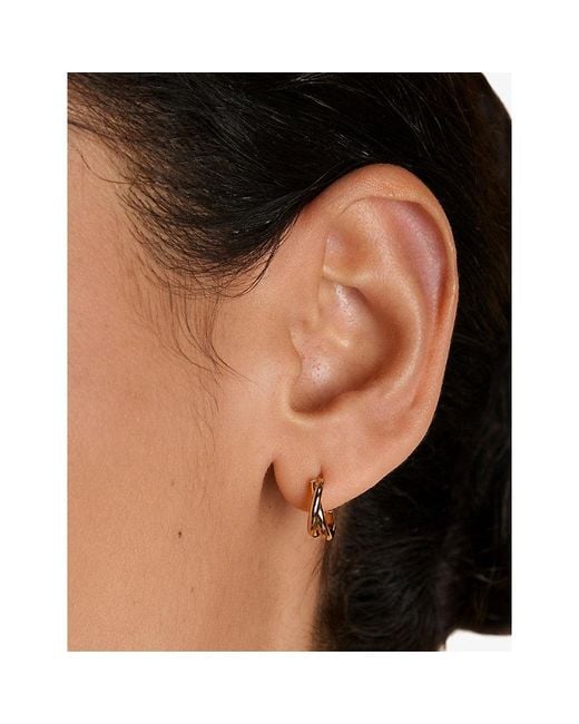 Astrid & Miyu Metallic Illusion Twist 18Ct-Plated Sterling- Huggies