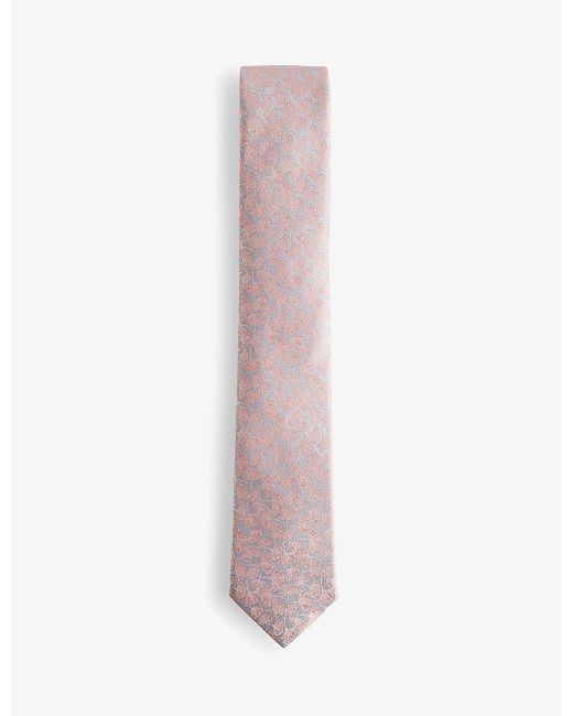 Ted Baker Pink Floral-pattern Silk Tie for men