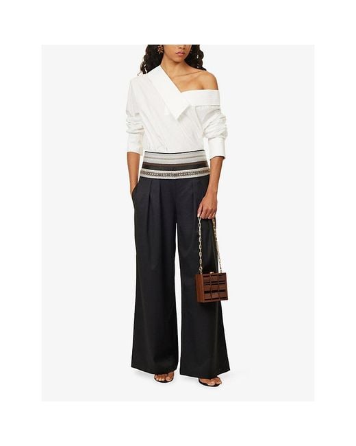 Abadia White Off-Shoulder Cotton-Blend Bodysuit