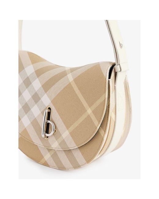 Burberry White Rocking Horse Checked Wool-blend Shoulder Bag