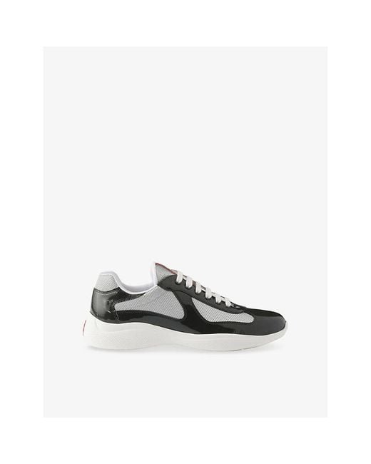 Prada Gray America's Cup Patent-Leather Low-Top Trainers for men