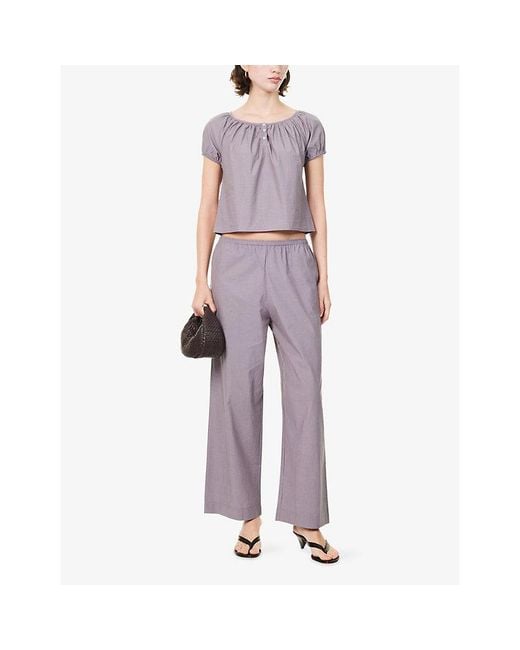 Deiji Studios Purple Ease Straight-Leg Cotton Trousers