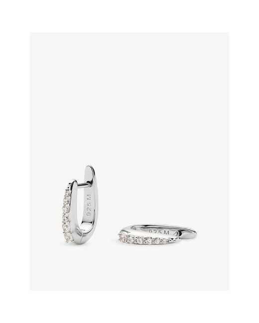 Missoma White Pavé Claw Sterling- Plated Brass Huggies