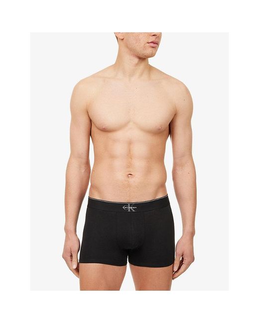 Calvin Klein Black Archive Pack Of Three Stretch-Cotton Trunks for men
