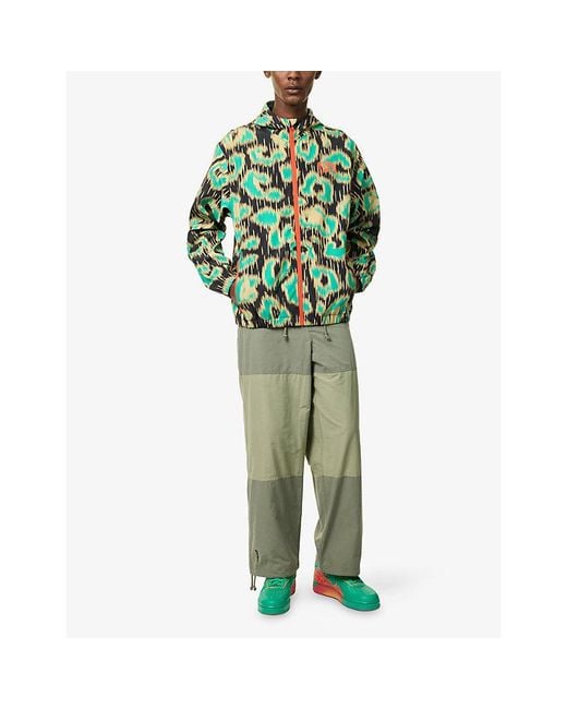 BBCICECREAM Green Leopard Camo Hooded Shell Jacket for men