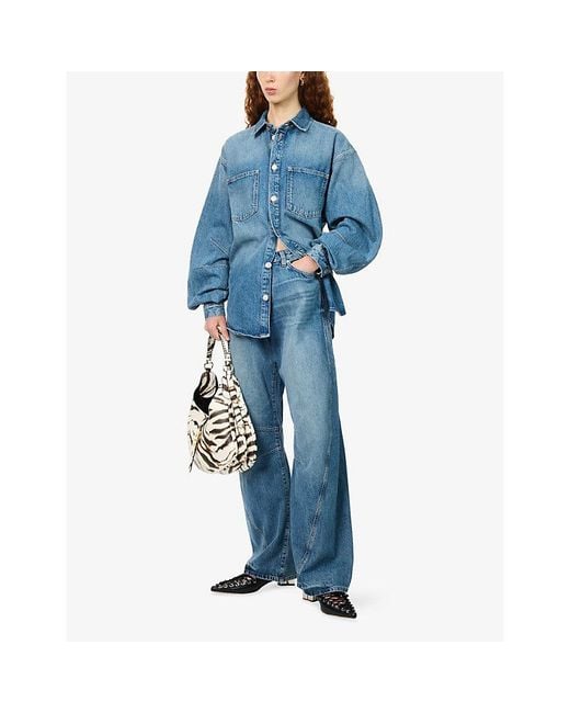 Samsøe & Samsøe Blue Saharpo Curved-Leg Denim Jeans