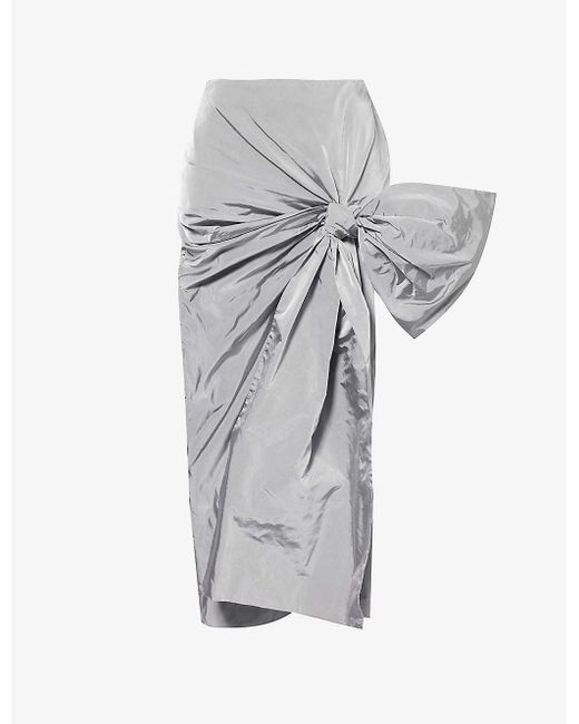 Alexander McQueen Gray Oversized-bow Woven Midi Skirt
