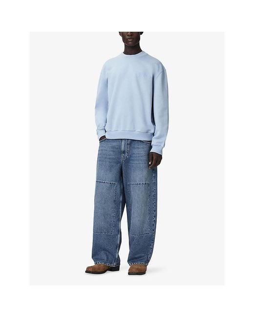 AllSaints Blue Odyssey Crewneck Cotton-Jersey Sweatshirt for men