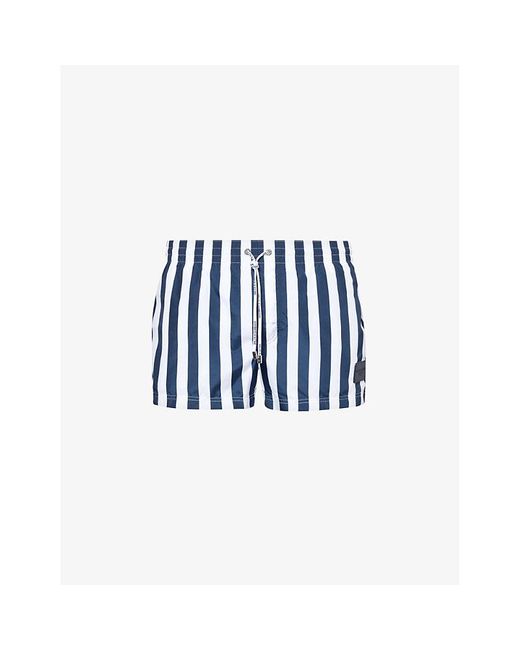 Dolce & Gabbana Blue Brand-patch Elasticated-waist Swim Shorts for men