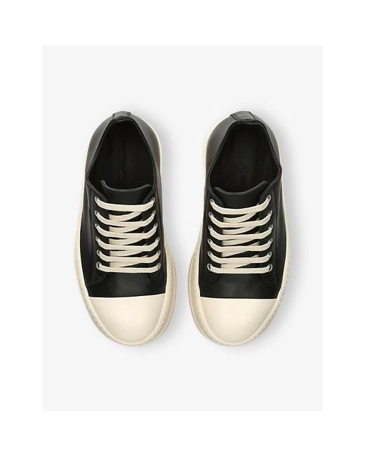 Rick Owens Black Mega Bumper Leather Low-Top Trainers