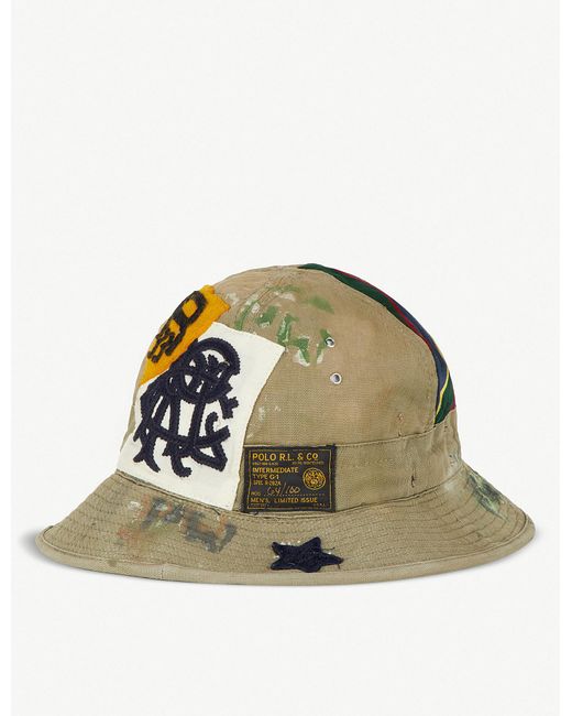 Polo Ralph Lauren Embroidered Patch Canvas Bucket Hat in Green for Men |  Lyst Canada