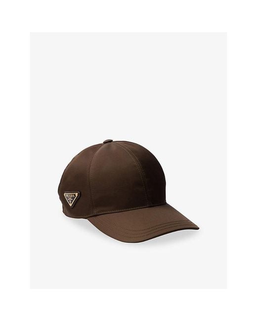 Prada Brown Logo-Plaque Nylon Baseball Cap