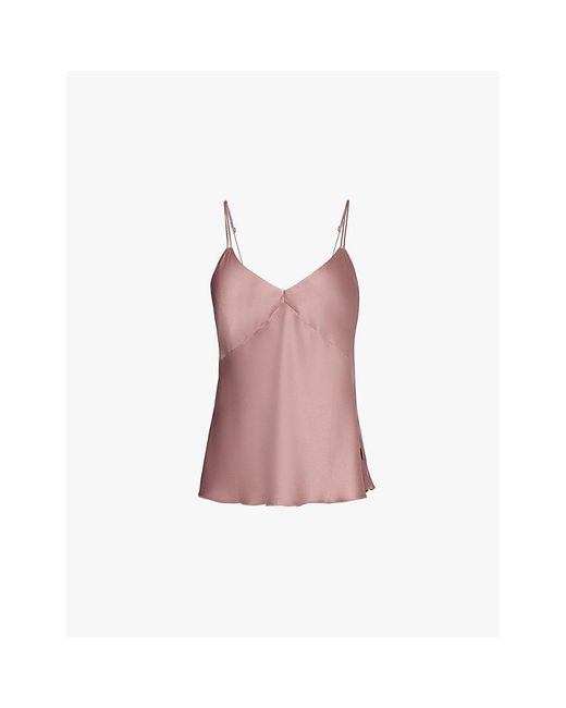 Calvin Klein Pink Vintage Ck Instinct Lace-Trim Satin Top