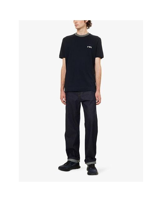 Emporio Armani Blue Iconic Short-Sleeve Cotton T-Shirt for men