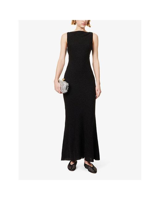 Gabriela Hearst Black Seren Boat-neck Virgin-wool Blend Maxi Dress