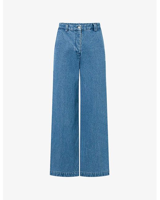 Nué Notes Blue Porter Wide-leg Low-rise Denim Trousers