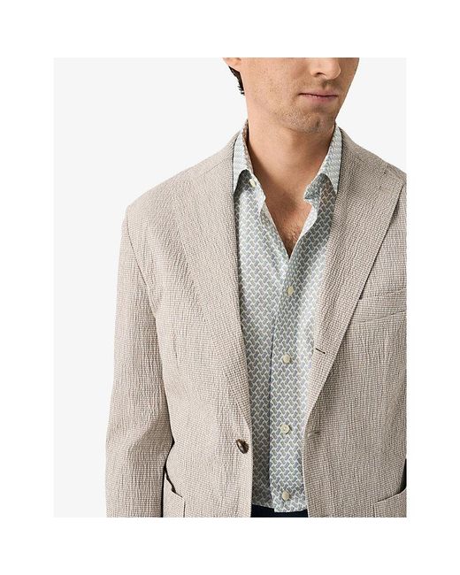 Eton of Sweden Gray Motif Contemporary-Fit Cotton-Twill Shirt for men