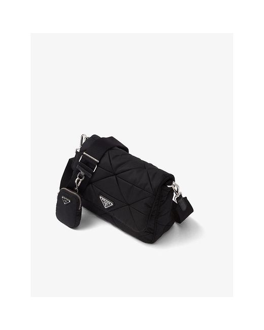 Prada Black Quilted Brand-plaque Recycled-nylon Shoulder Bag
