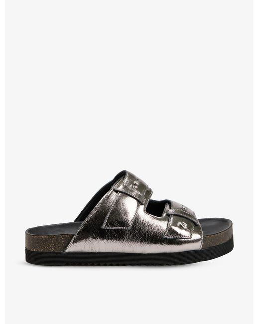 Zadig & Voltaire Alpha Metallic Leather Sandals Lyst