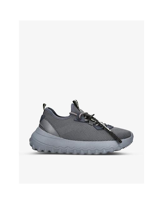 KG by Kurt Geiger Blue Lowell Logo-Print Knitted Low-Top Trainers