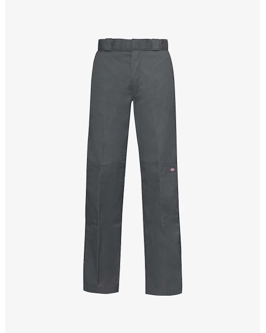 Dickies Gray Double-knee Elasticated-waist Straight-leg Woven Trousers for men