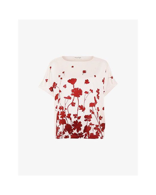 Phase Eight Red Petite Marion Floral Woven Top