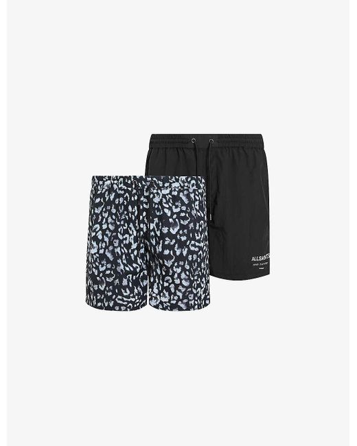 AllSaints Black Lani Underground Pack Of Two Swim Shorts for men